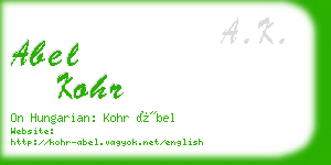 abel kohr business card